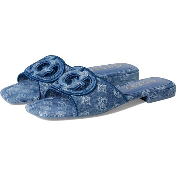 GUESS Tarishae Women's Sandals Medium Blue Denim/White - Picture 1 of 6